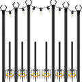 NUERPO 6 Pack String Light Poles,Metal Poles for Hanging Outdoor Light Strings,6 Pack 10 FT Light Poles Stand for Outside Garden,Patio,Wedding,Backyard,Deck,Party