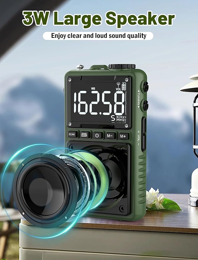 Digital AM FM Weather Band Radio with Flashlight,850mAh Rechargeable Portable Pocket Radio with Best Reception,LCD Screen, Back Clip,Stereo Earphone Jack, SOS Alarm,Sleep Timer for Jogging,Walking