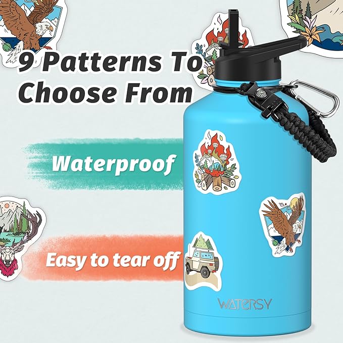 87oz Insulated Water Bottle (Cold for 48 Hrs),BPA Free&Leak Proof,1.5 Gallon Stainless Steel Water Flask,Water Jug with Straw Spout Lids for Gym,Hiking,Camping,Sky Blue