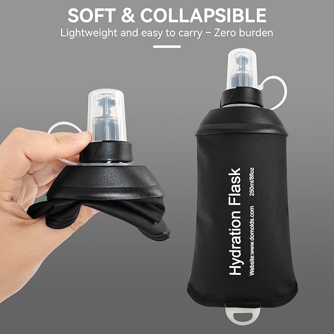 150ml Soft Flask Soft Water Bottle for Running, Hiking, Travelling, Cycling and Climbing - TPU Material - Black