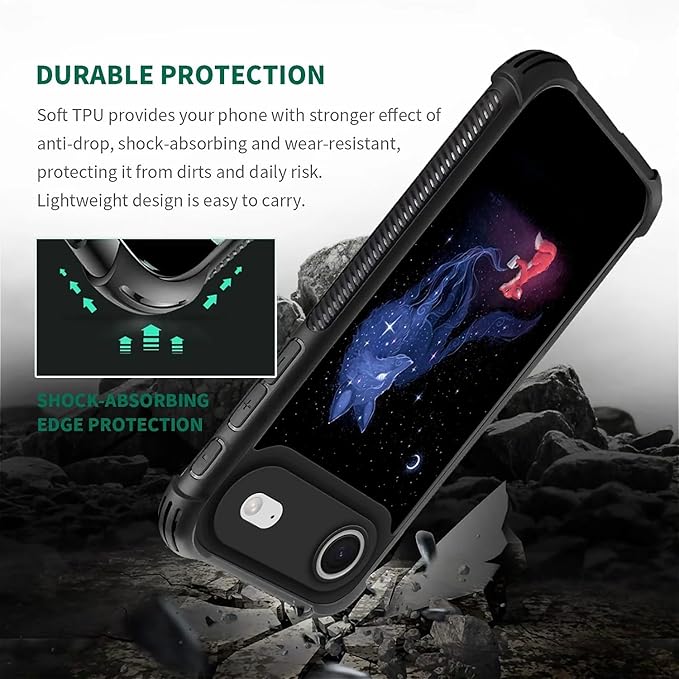 for iPhone 17 Air Case,for MagSafe Graphic Design for Girl Boy Soft Silicone Hard Acrylic Shock Protection Designed for iPhone 17 Air Galaxy Fox Wolf Pattern