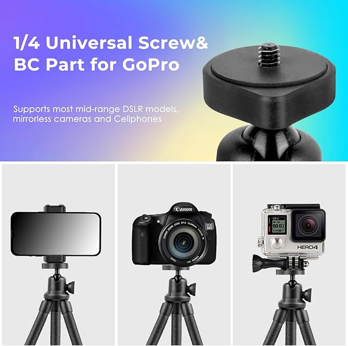 UBeesize Phone Tripod, UBeesize 12 Inch Flexible Cell Phone Tripod Stand Holder with Wireless Remote Shutter & Universal Phone Mount, Compatible with Smartphone/DSLR/GoPro Camera