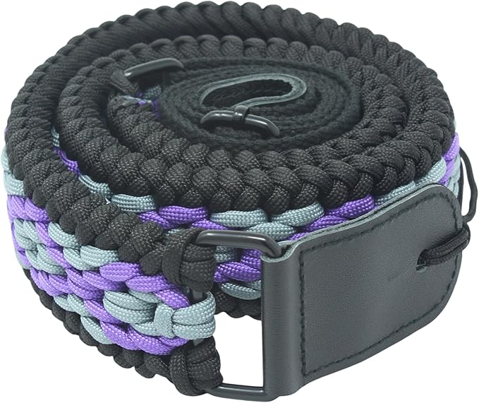 Ten Point Gear® 550 Paracord Guitar Strap - Full Grain Leather Ends for Music Playing Comfort, Stability, and Durability.