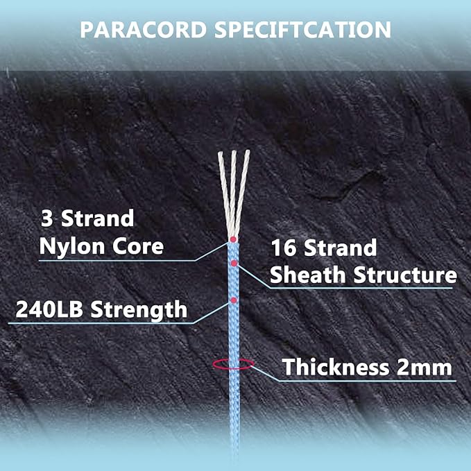Paracord 240lb - Diameter 2mm Micro Utility Cord -3 Strand Parachute Spool Cord - 100ft 200ft,Paracord for Camping,Hiking,Fishing,Outdoor and DIY