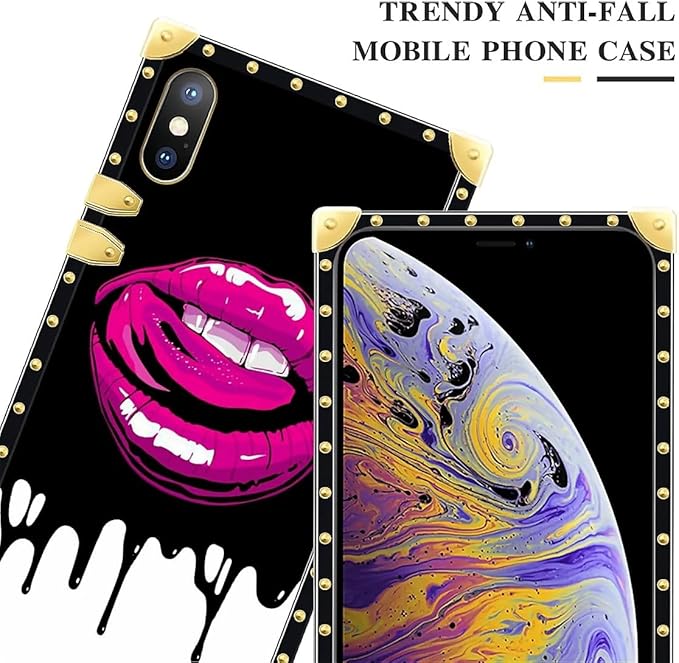 Compatible with iPhone Xs Max Case, Black White Red Slap Sexy Luxury Golden Decoration for Girl Women Soft TPU Shockproof Protective Hard PC Back for iPhone Xs Max