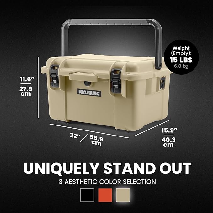 NANUK Trail 35 – 38.8 L (10.2-Gallon) Waterproof Gear Case – Modular Cargo Case for Camping, Fishing, Hunting & Outdoor Storage – Dustproof and Impact Resistant (22.0” x 15.9” x 11.6”) – Desert Tan