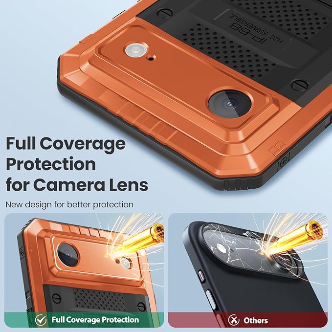 Mitywah Waterproof Case for iPhone Air, Military Grade Rugged Metal Case with Built-in Screen Protector, Heavy Duty Full Body Shockproof Protective Cover for 17 Air 6.5 inch, Orange