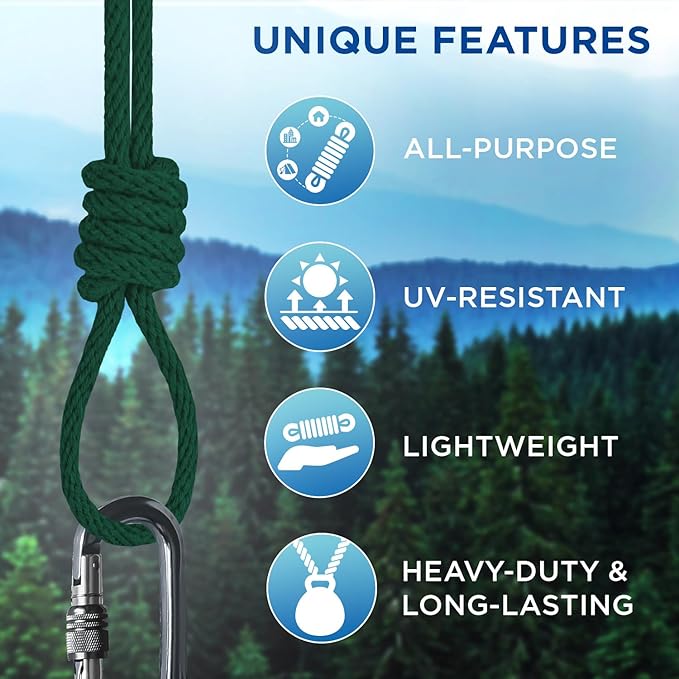 TECEUM Cotton Rope 3/16” (5 mm) – 100 FT – Strong All-Purpose Braided Rope – Natural Cotton – for Crafting, Сamping, Clothes Line, DIY, Indoor & Outdoor Use – Dark Green