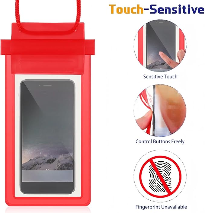 Flutesan 50 Pack Clear Waterproof Phone Pouch Universal Waterproof Phone Case Waterproof Pouch Dry Bag with Lanyard for Water Games Protect