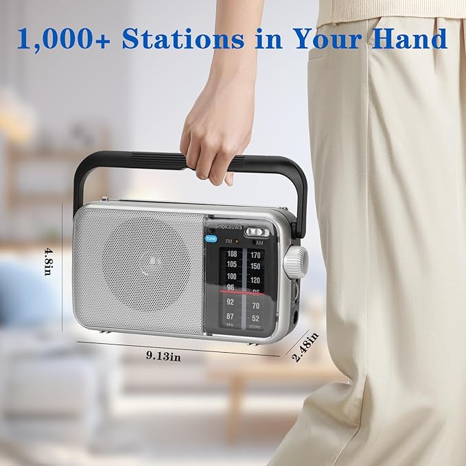 AM FM Radio Portable, Transistor Radio, Battery Powered or Mains Operated, Battery Radio with Robust Reception and Built in Speaker, Suitable for Home and Outdoor