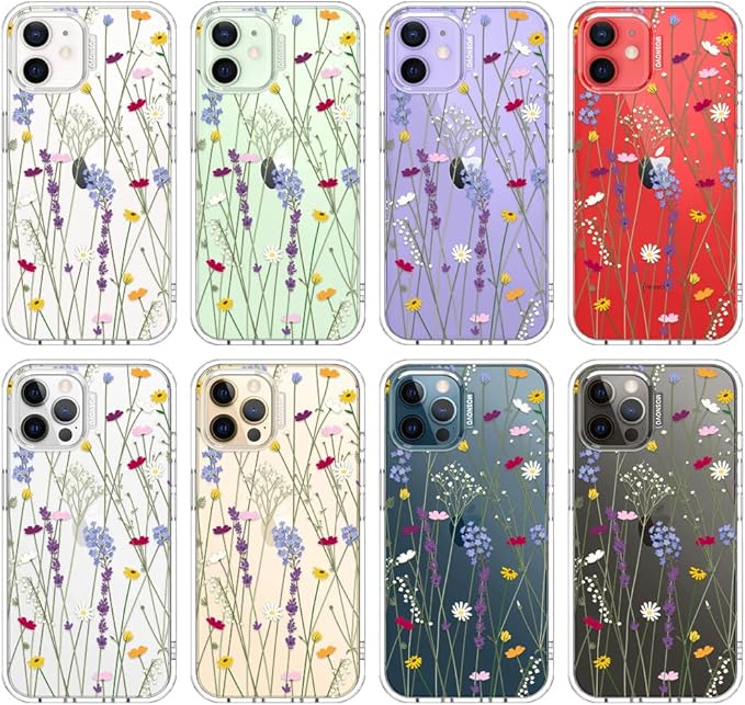 MOSNOVO Case for iPhone 12 & iPhone 12 Pro, [Buffertech 6.6ft Military-Grade Drop Protection] [Anti Peel Off Tech] Clear TPU Bumper Phone Case Cover Design - Floral Garden