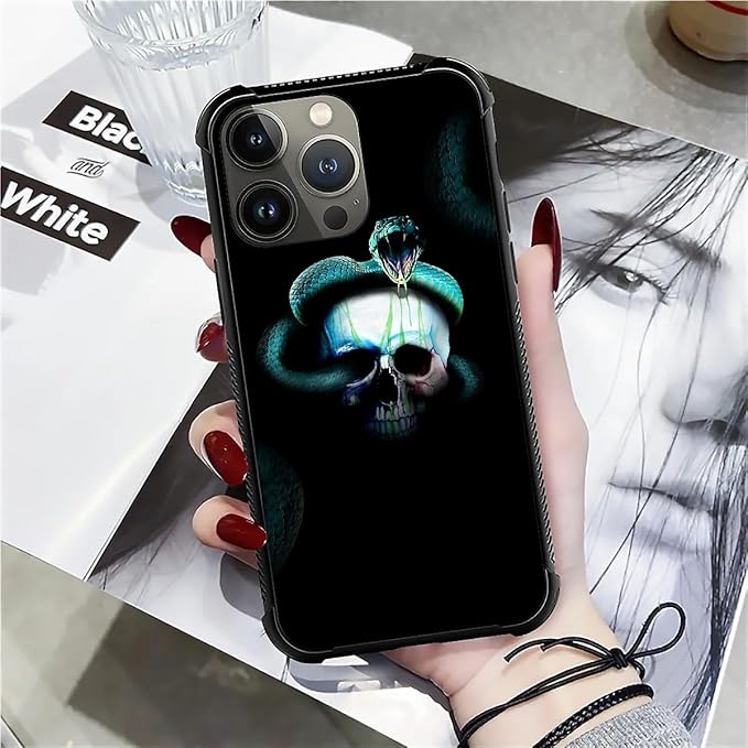 for iPhone 12 Pro Max Case, Skeleton Winding Snake Pattern Graphic Design Girl Boy Soft Silicone Hard Acrylic Shock Protection for iPhone 12 Pro Max