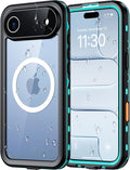 Red2Fire for iPhone Air Case Waterproof, [Built-in Screen Protector & Camera Protector][Compatible with MagSafe][Full Body Shockproof][IP68 Waterproof][Dustproof] Phone Case 6.5" Blue/Clear