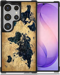 for Samsung Galaxy S26 Ultra Case,Graphic Design for Girl Boy Soft Silicone Hard Acrylic Shock Protection Designed for Samsung Galaxy S26 Ultra Brown World Map Pattern