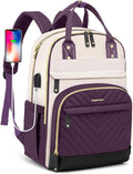 Laptop Backpack for Women Work Bag - 15.6 inch Travel Backpack Purse with USB Charger College Bookbag Waterproof Cute Casual Daypack Fashion Business Computer Backpacks for Teacher Nurse Dark Purple