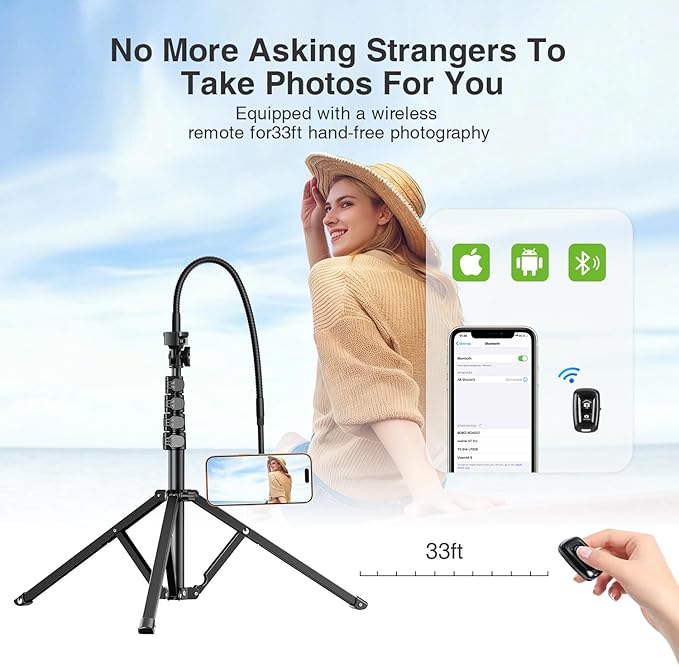 elitehood Magnetic iPhone Tripod Stand with Flexible Gooseneck, Magsafe Phone Stand for Video Recording Filming, Heavy Duty Aluminum Phone Tripod for iPhone 17 Pro Max / 17 Pro / 16 Pro Max