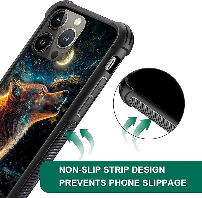 for iPhone 14 Pro Max Case, Star Cave Hungry Wolf Pattern Graphic Design Girl Boy Soft Silicone Hard Acrylic Shock Protection for iPhone 14 Pro Max