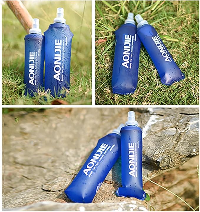 AONIJIE TPU Soft Flask Water Bottle Collapsible Running Flask for Hydration Pack, BPA Free, Wide Opening, for Outdoor Sports Hydration