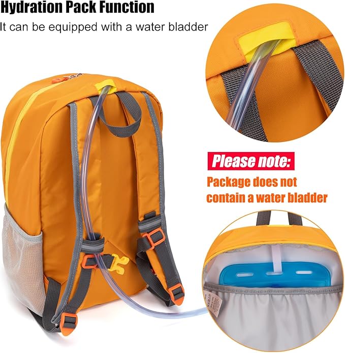 IVYGREEN Little Kids Hiking Backpack for Boys or Girls, Small Daypack for Camping or Travel (Orange, Small)