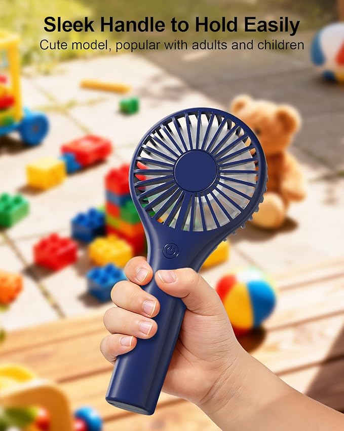 TriPole Portable Handheld Fan Mini Personal Fan with 3 Speeds, Powerful Battery Operated Hand Held Fan for Travel Trip Outdoor Concerts, Small Rechargeable Fan for Makeup Skincare Drying, Dark Blue