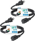 DEWENWILS 2 Pack 6FT Outdoor Extension Cord Waterproof, Short Extension Cord 16 AWG SJTW, NEMA 5-15P to 5-15R, 3 Prong Grounded Plug, for Indoor and Outdoor, ETL Listed, Black