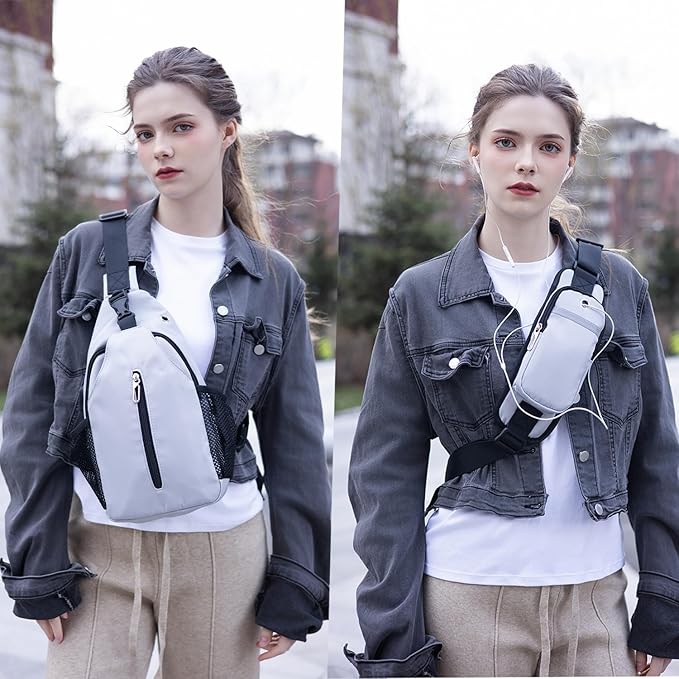 JENAGREEN Waterproof Sling Backpack Crossbody Sling Bag for Women Men, Multipurpose Travel Hiking Adjustable Chest Bag Casual Daypack