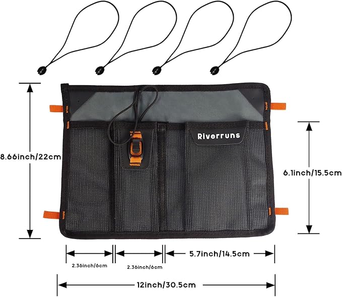 5001 Mesh Storage Kayak Storage Comparments Attaches to Kayak Seat or T-Track