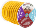 Mandala Crafts Round Genuine Mustard Yellow Leather Cord for Jewelry Making – 6mm Cowhide Leather Rope String Lace for Kumihimo – 4.4 Yards Cowhide Craft Cording Spool