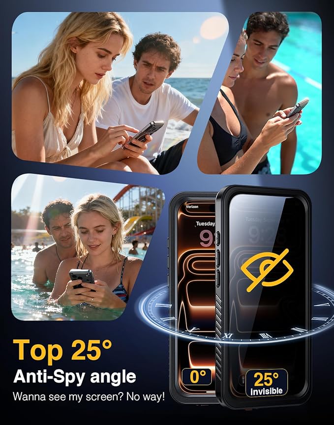 Lanhiem Magnetic for iPhone 17 Pro Max Case Waterproof, Built in Screen Protector & Camera Protection, [Compatible with MagSafe] Full Body Dustproof Heavy Duty Rugged Phone Case 6.9'' (Privacy Black)