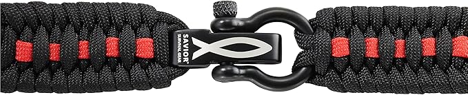 Savior Survival Gear Paracord Watch Band - Compatible with Apple Watch Band 49mm 46mm 45mm 44mm 42mm, iWatch Band Series Ultra 10 9 8 7 6 5 4 3 2 1 SE, Adjustable strap for men ( Black - Red, X-Large)