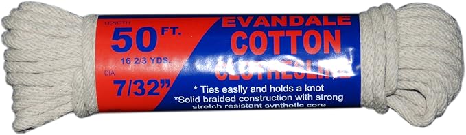 T.W Evans Cordage 43-075 7/32-Inch Evandale Cotton Clothesline 50-Feet Hank