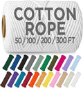 TECEUM Cotton Rope 3/16” (5 mm) – 300 FT – Strong All-Purpose Braided Rope – Natural Cotton – for Crafting, Сamping, Clothes Line, DIY, Indoor & Outdoor Use – White