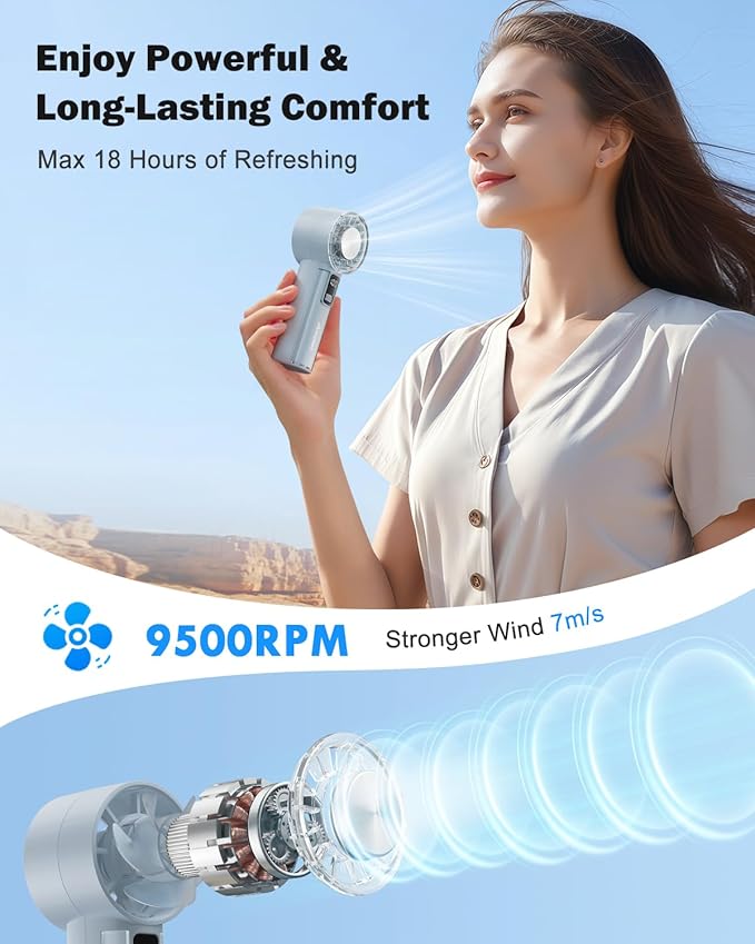 AMACOOL Handheld Fan with Ice Cooler, Mothers Day Gifts for Mom Her Women Girl, Mini Portable Cooling Fan, Small Yet Powerful, Personal Hand Fans for Men Travel Essentials Beach Outdoor Makeup