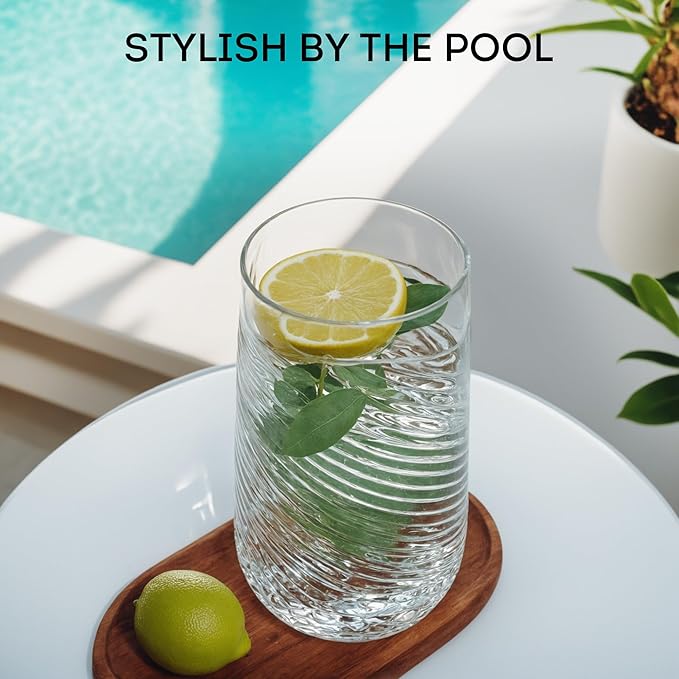 Lily's Home 26oz Plastic Drinking Tumblers - Set of 4 BPA-Free Plastic Drinking Glasses for Indoor/Outdoor - Durable Cups for Kitchen, Parties, Barbecues -Reusable Tumblers for Water, Juice, Cocktails
