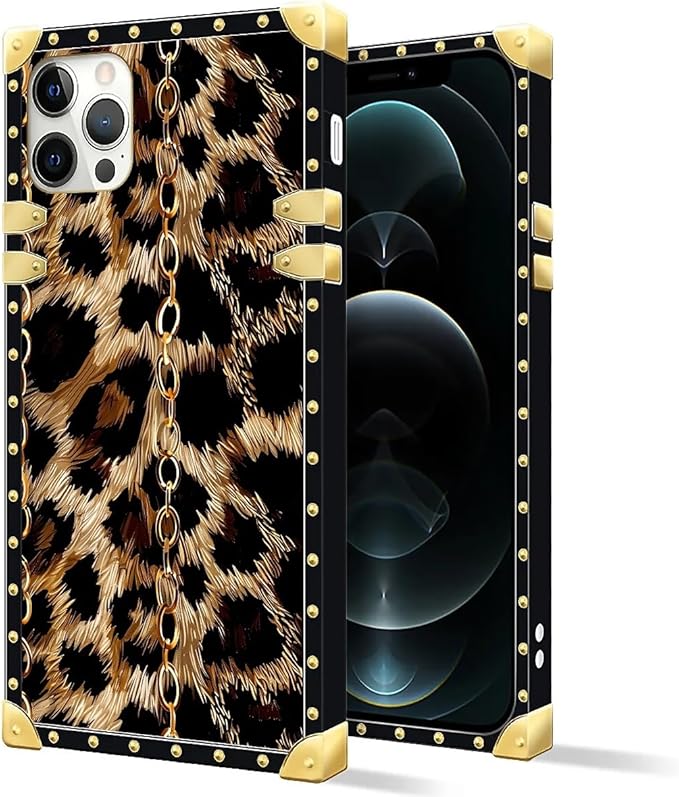 Compatible with iPhone 11 Pro Max Case, Seamless Gold Chain Leopard Luxury Golden Decoration for Girl Women Soft TPU Shockproof Protective Hard PC Back for iPhone 11 Pro Max