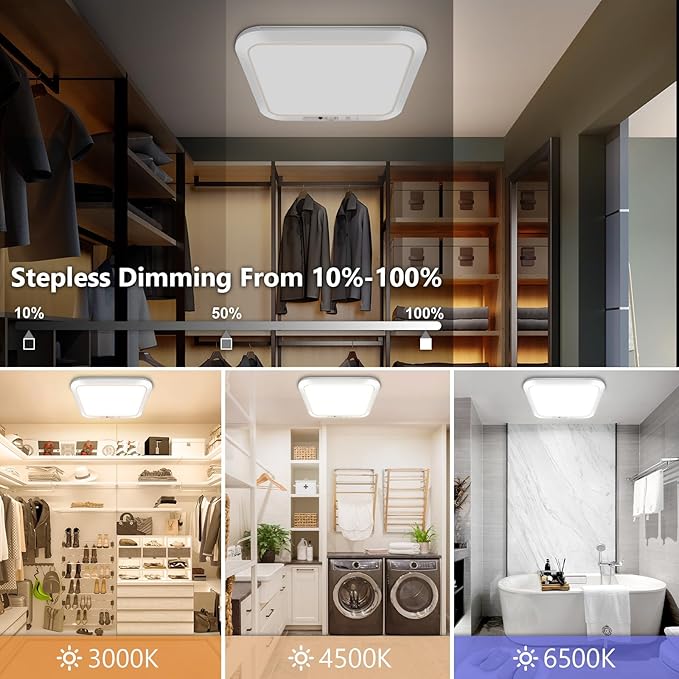 Rechargeable Motion Sensor Closet Light with Remote, Wireless Battery Operated Ceiling Light Magnetic Mount, Rechargeable LED Shower Light No Wiring for Indoor, Shower, Stairs, Shed, Hallway, 4 Pack