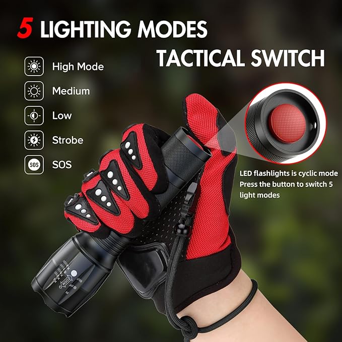 KELME 3 Pack Flashlights High Lumens, Powerful Tactical Flashlights with 5 Modes, Zoomable Small LED Flashlight Waterproof Handheld Flash Light for Home Emergencies Camping Hiking (Battery Included)
