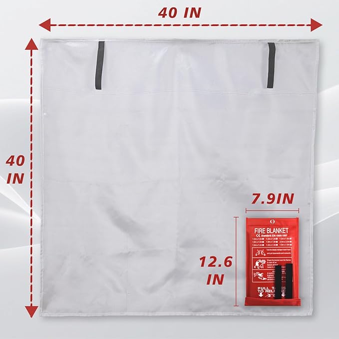 Ougist 2 Pack Emergency Fire Blanket for Home and Kitchen, 40"x40" Fire Blankets for Safety, Fiberglass Flame Suppression for Grill, RV & Camping, Peace of Mind for Your Family