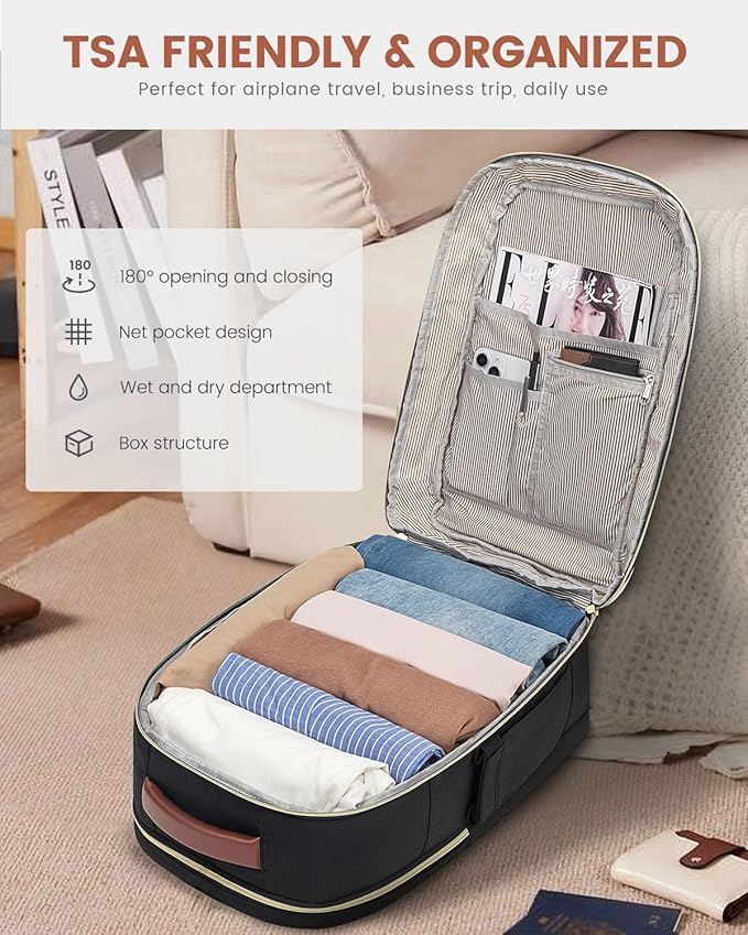 LOVEVOOK Travel Backpack For Women, 40L Carry On Backpack Flight Approved, TSA Personal Item Backpack Travel Bag Fit 17 Inch Laptop, Business Weekender Overnight Waterproof Daypack with 2 Cubes