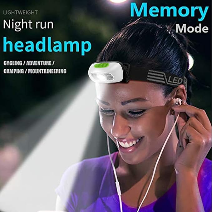 Rechargeable Headlamp, Ultra Bright 500 Lumen Head Lamp 5 Lighting Modes with Red Light, IPX4 Waterproof Adjustable Strap Headlamp Flashlight for Adult Emergency, Running, Camping, Cycling