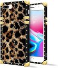 Compatible with iPhone 8 7 SE Case, Seamless Gold Chain Leopard Luxury Golden Decoration for Girl Women Soft TPU Shockproof Protective Hard PC Back for iPhone 8 7 SE