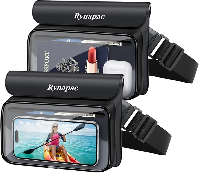 IPX8 Waterproof Fanny Pack, [Up to 8.5"] Waist Bag for Women, Floating Phone Pouch Dry Bag for iPhone 17 16 15 Pro Max, Passport, Wallet, Card, Travel Beach Kayaking Boating Essentials, 2 Pack