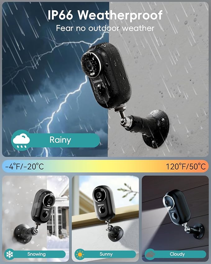 ZUMIMALL Solar Security Cameras Wireless Outdoor, 2Packs, Solar Camera Outdoor Wireless, 2.4G WiFi Battery Camera, 3MP Color Night Vision, Magnetic Mount, Siren,PIR/AI Analyse, IP66, Cloud, Alexa