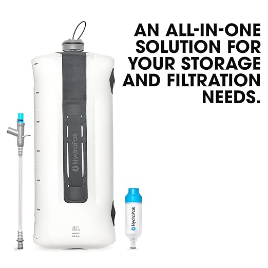 HydraPak Seeker+ - Collapsible Water Filtration & Storage (6L) - BPA & PVC Free, Hydration Reservoir Bag, Leak Proof, Lightweight