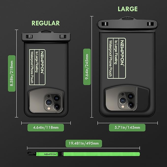 Floating Waterproof Cell Phone Pouch - 2 Pack Float Clear Cellphone Holder Protector with Lanyard - Universal Floatable Water Proof Dry Bag for iPhone Samsung Galaxy for Beach Swimming Pool