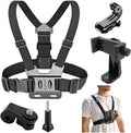 Adjustable Mobile Phone Chest Strap Harness Mount, Black, Compatible with iPhone, GoPro Hero, DJI Osmo Action Cameras