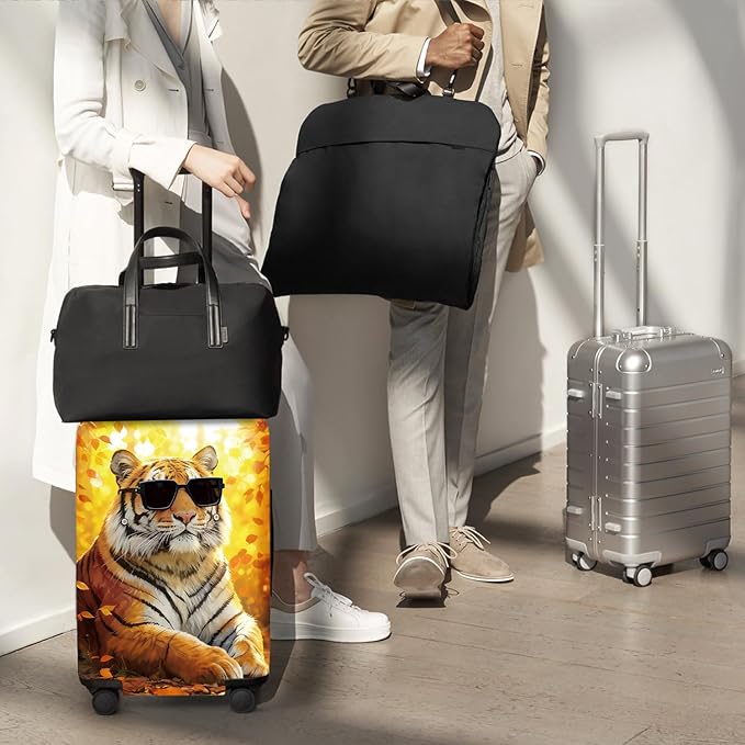 ANNA QUEEN Funny Cool Tiger Travel Luggage Cover -Stretchable Airplane Suitcase Protector Sleeve,Universal Washable Fit for 28-30 Inch Checked Baggage,Water Resistant Durable Luggage Protector