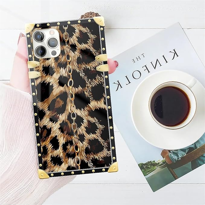 Compatible with iPhone 11 Pro Max Case, Seamless Gold Chain Leopard Luxury Golden Decoration for Girl Women Soft TPU Shockproof Protective Hard PC Back for iPhone 11 Pro Max