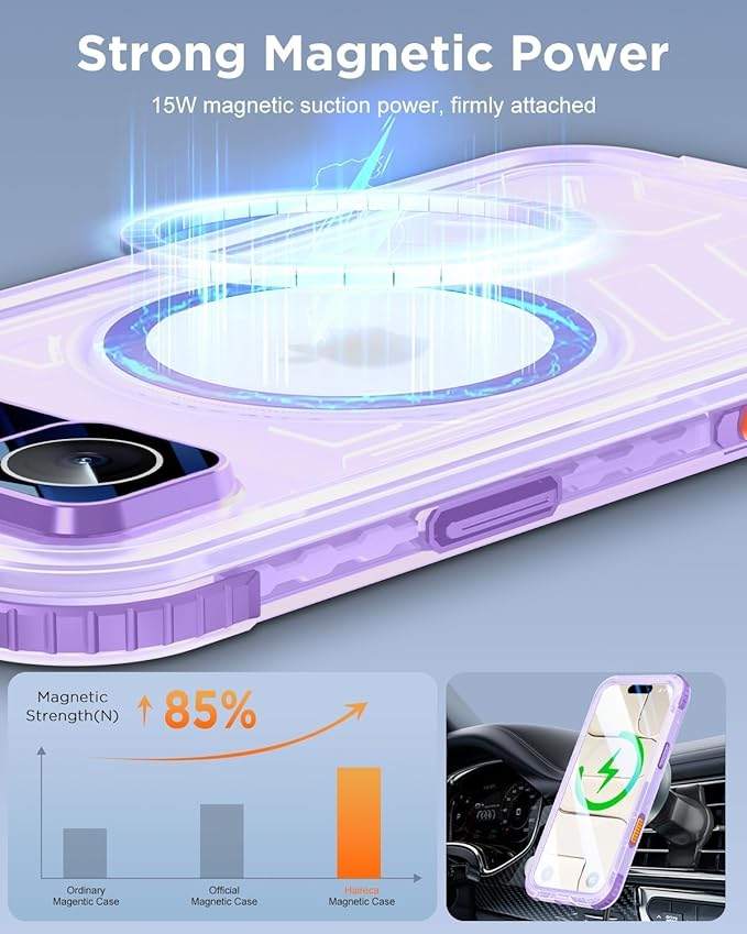 for iPhone Air Waterproof Case with Magsafe, Built-in [Camera & Screen Protector] [Lanyard], IP68 Water Proof Full Body Dustproof Heavy Duty Frosted Protective Phone Cover, 6.7" Purple