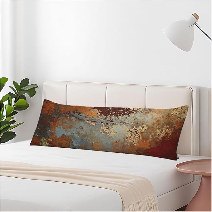 Grunge Rust Decorative Body Pillowcase 20"X54", Metal Rusty Steel Brown Outdoor Body Pillow Covers Throw Pillow Cushion Covers Oversized Body Pillow Cases for Home Patio Office